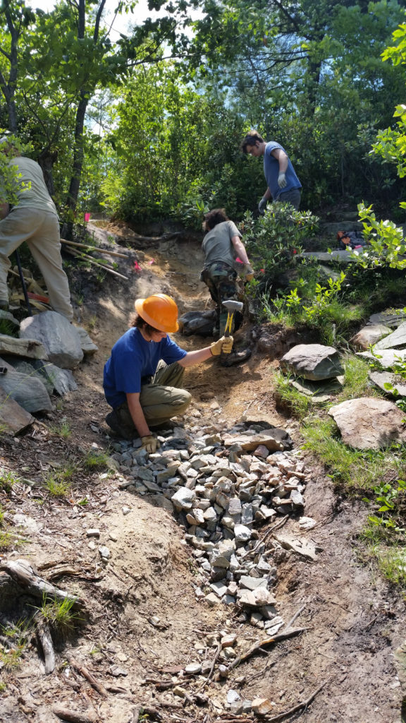 Rock work on Linville Gorge Trail at Babel Tower. (Photo: Mike Jones)
