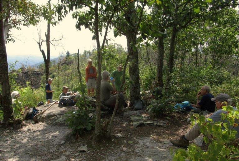 Friends of the Mountains to Sea Trail working near the Chimneys in Linville Gorge