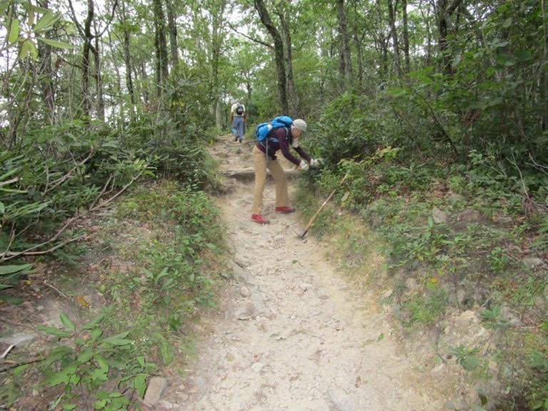 Friends of the Mountains to Sea Trail working near the Chimneys in Linville Gorge